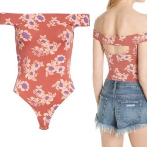 Free People Tops - Free people Off Shoulder Floral Sienna Bodysuit size medium